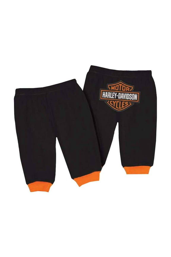 Baby Boys' Interlock Bar & Shield Pants, Black 4050601 (12M), Harley Davidson
