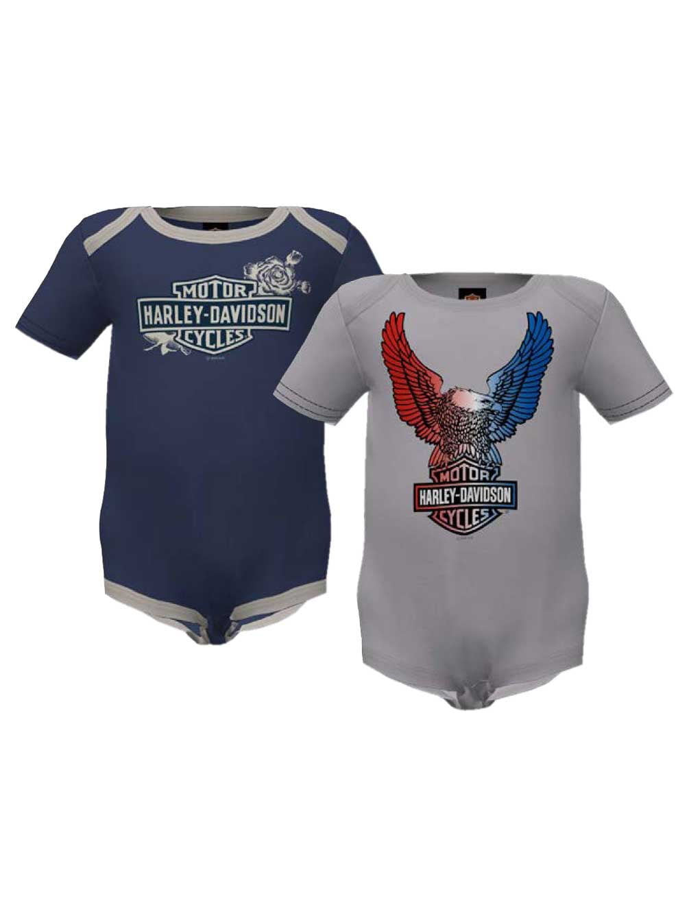 Harley-Davidson Baby Girls' 2-Pack Foiled Eagle Rib Creeper Set (12/18M ...