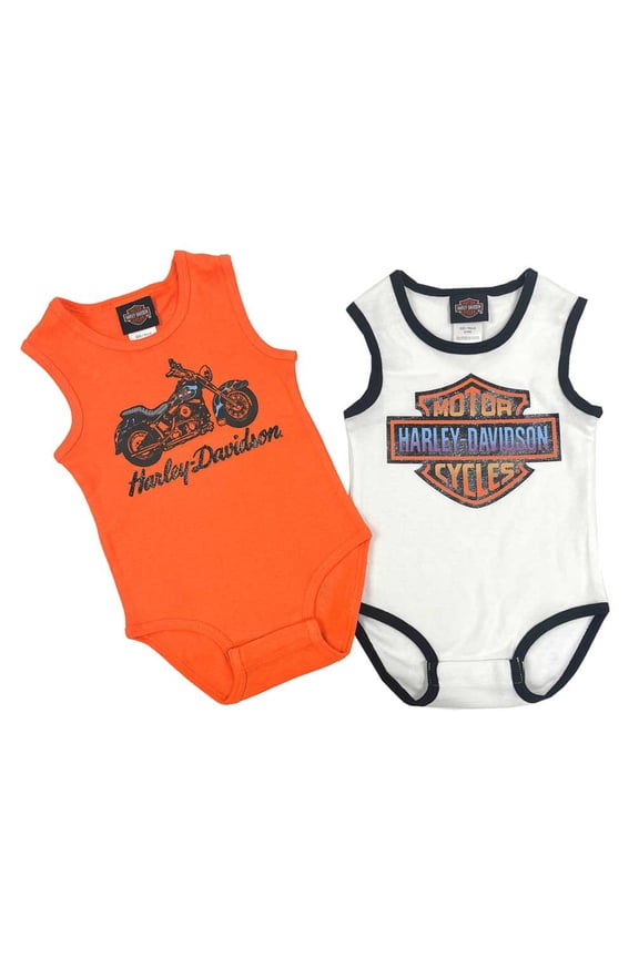 Baby Girls' 2-Pack Infant Glitter Rib Creeper Set (12/18M), Harley Davidson