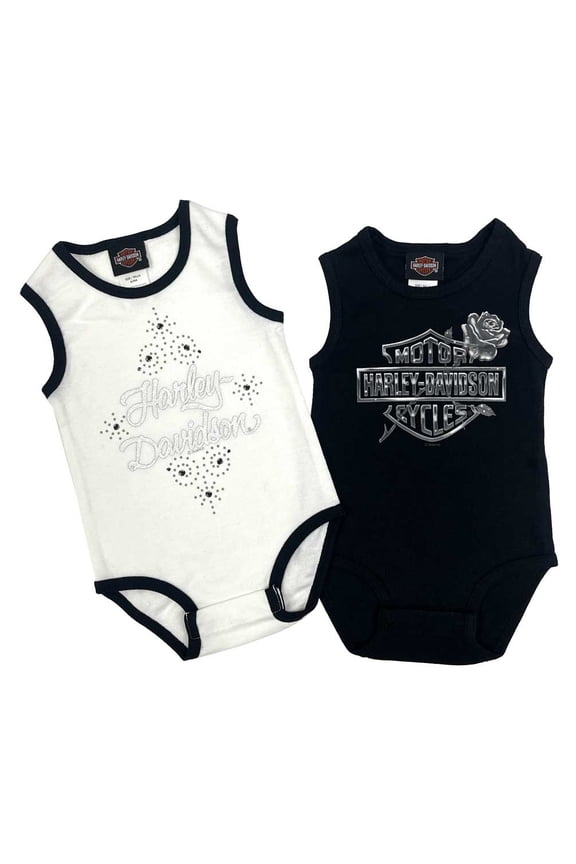 Baby Girls' 2-Piece Infant Sleeveless Ribbed Bodysuits (12/18M), Harley Davidson