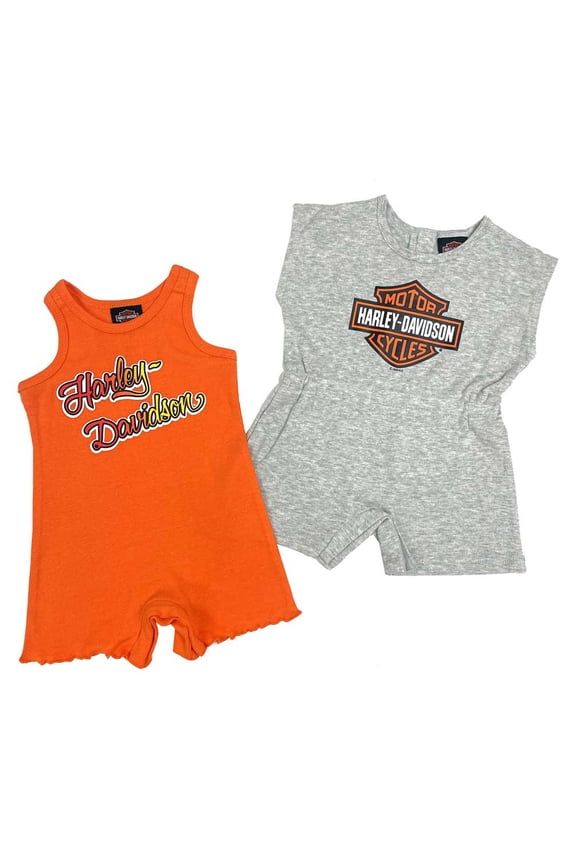 Baby Girls' 2-Piece Newborn Sleeveless Romper Set (3/6M), Harley Davidson