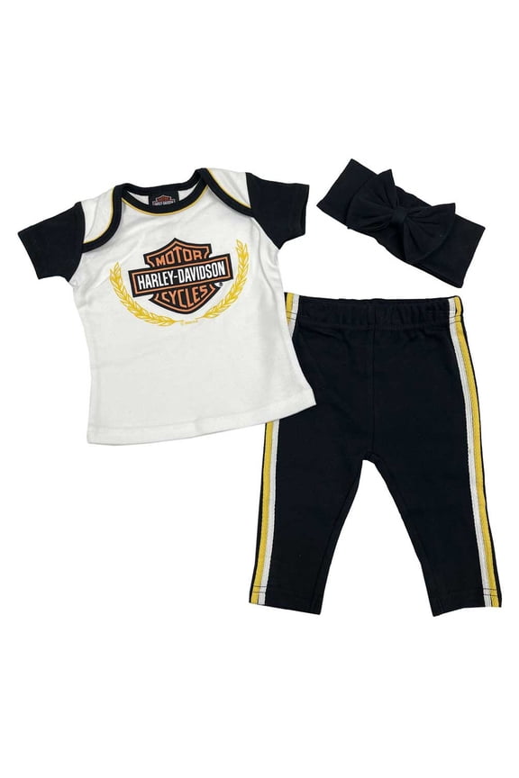 Baby Girls' Knit Newborn Gift Set - Tee, Pants, Headband & Bag, Harley Davidson