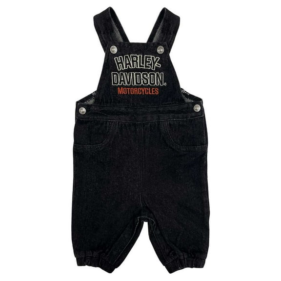 Harley-Davidson Baby Unisex Embroidered Denim Newborn Overalls - Black (3/6M), Harley Davidson