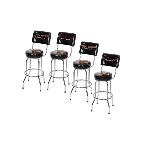 Harley-Davidson Bar & Shield Bar Stool With Back Rest HDL-12204 SET OF 4, Harley Davidson