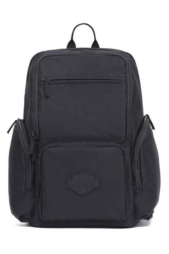 Bar & Shield Crinkle Nylon Water-Resistant Backpack - Black, Harley Davidson