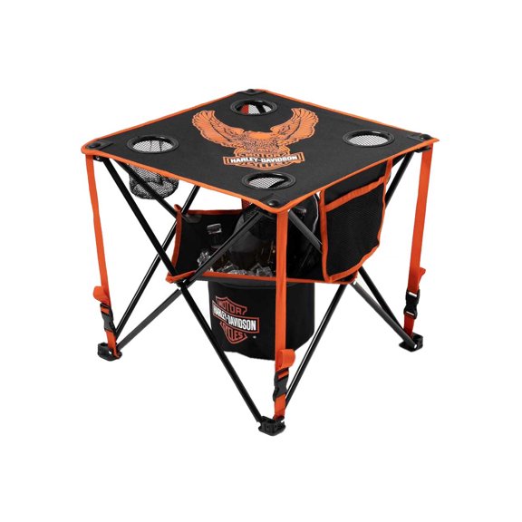 Harley-Davidson Bar & Shield Eagle Folding Table w/ Storage Bag - Black, Harley Davidson