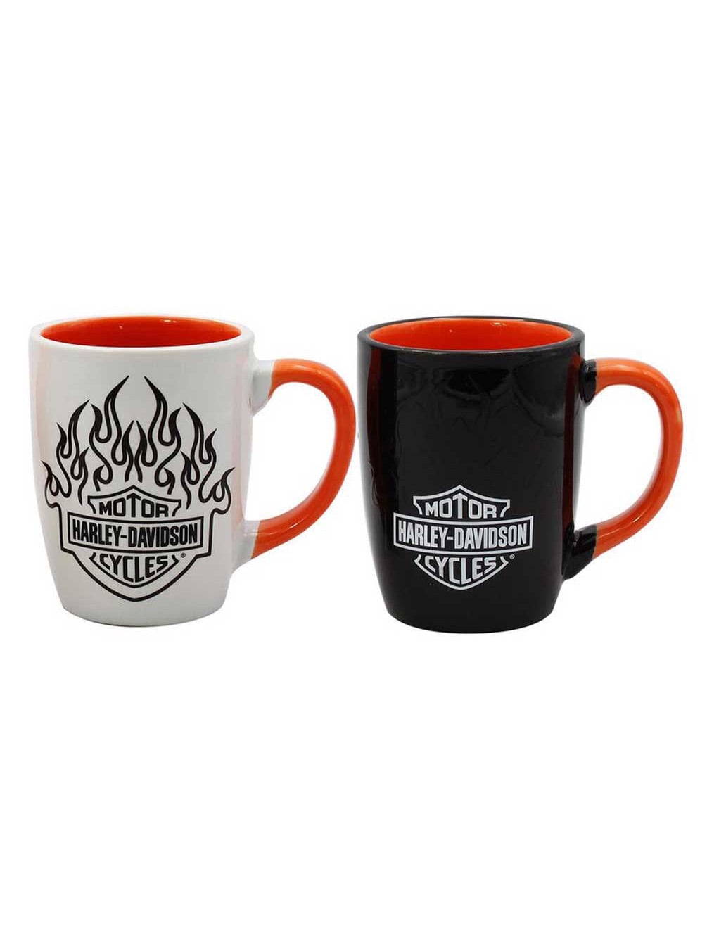 Harley-Davidson White and Black Ceramic Color Changing Mug Set