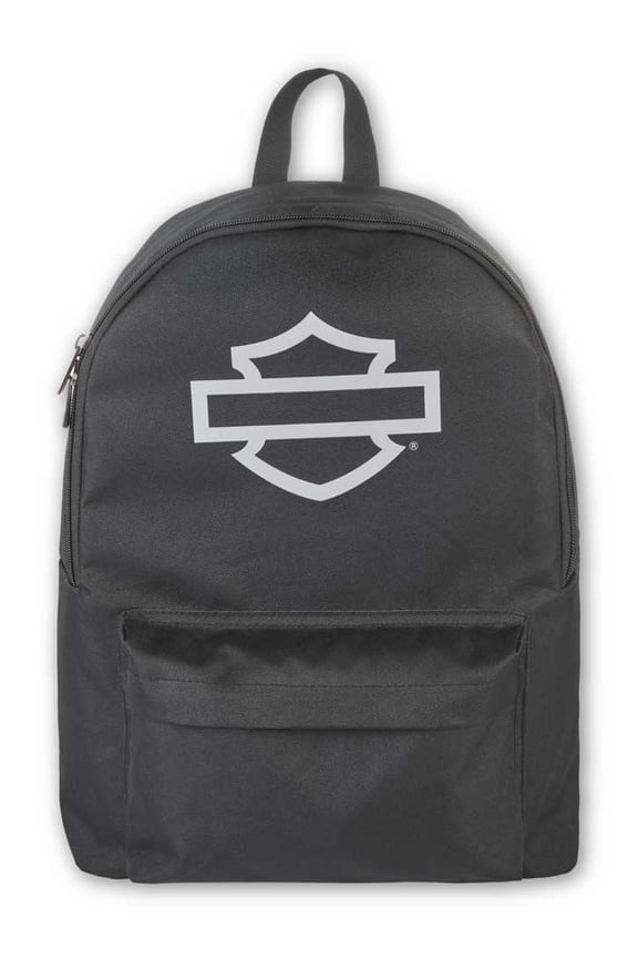 Bar & Shield Graphic Backpack w/ Adjustable Straps - Black/Gray, Harley Davidson