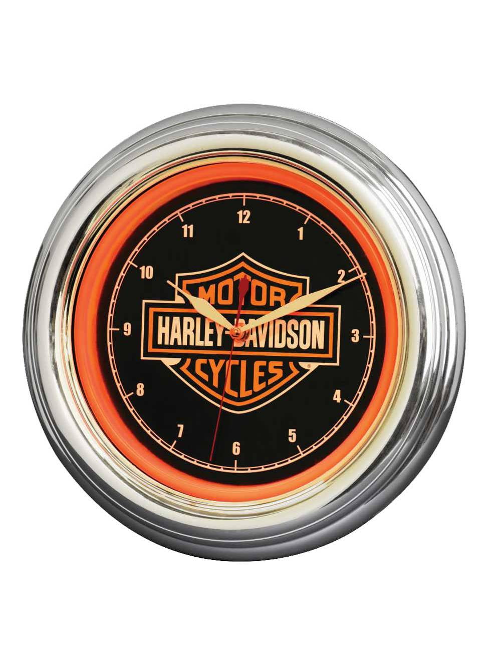 Harley-Davidson Bar & Shield LED Clock, Long Lasting Bright Orange, HDL-16633, Harley Davidson