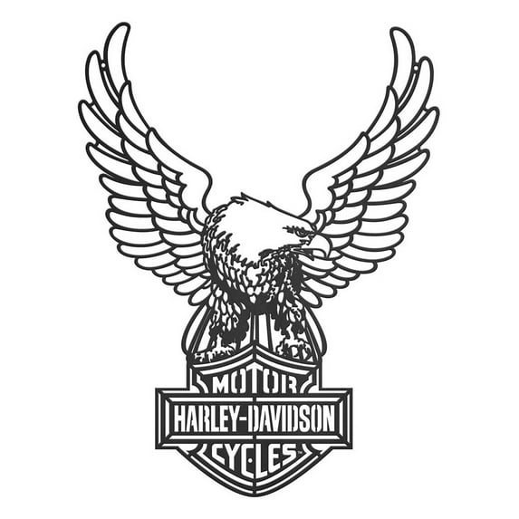 Harley-Davidson Bar & Shield Logo Eagle Outdoor Metal Wall Art - Solid Black, Harley Davidson