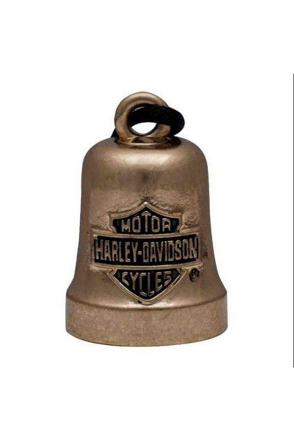 Bar & Shield Logo Motorcycle Ride Bell, Gold Tone HRB066, Harley Davidson