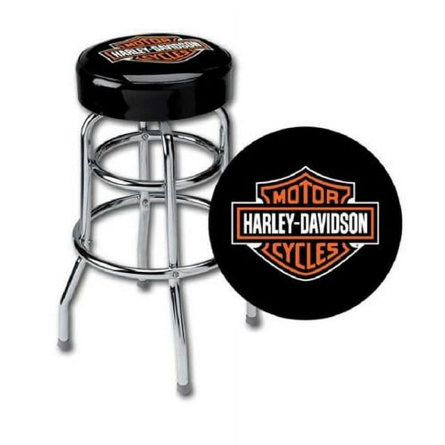 Harley-Davidson Cushioned Swivel Barstool, Model# HDL-12116, Black ...