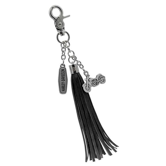 Harley-Davidson Bar & Shield Tassel with Motorcycle Charms Key Chain - Black, Harley Davidson