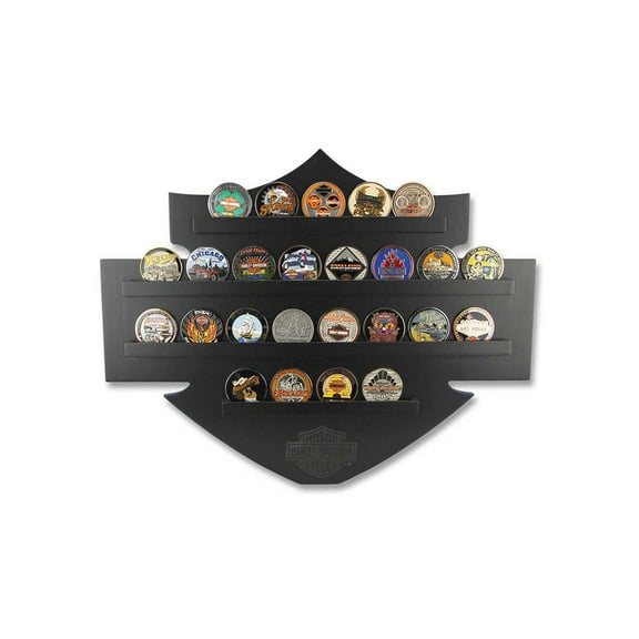 Harley-Davidson Bar & Shield Wall Coin Display, Holds 25 Coins, Black 8005139, Harley Davidson