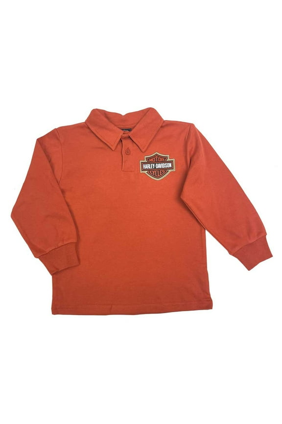 Big Boys' Bar & Shield Long Sleeve Knit Rugby Shirt (8/10), Harley Davidson