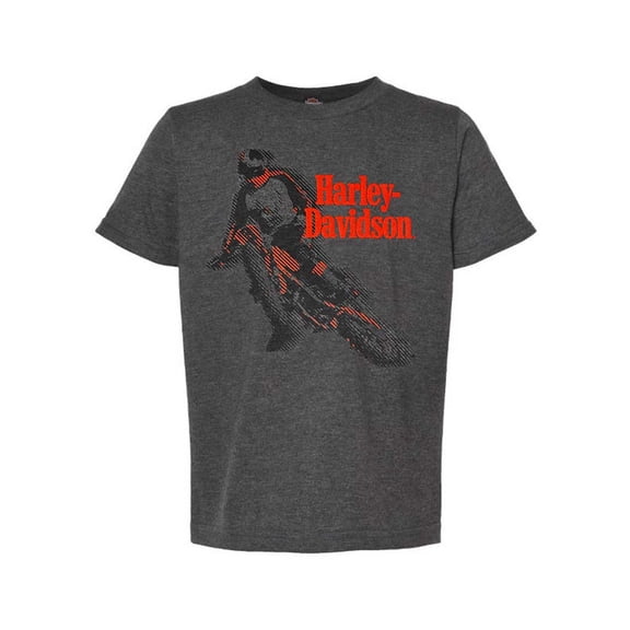 Harley-Davidson Big Boys' H-D Racer Short Sleeve Crew-Neck Tee, Charcoal (S), Harley Davidson