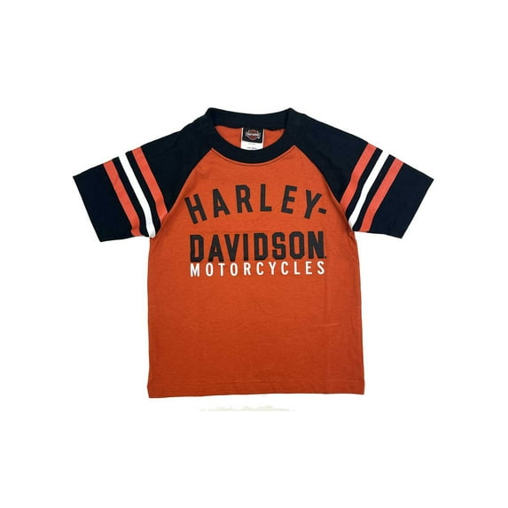 Harley-Davidson Big Boys' Knit Sports Raglan Short Sleeve Tee - Orange (12/14), Harley Davidson