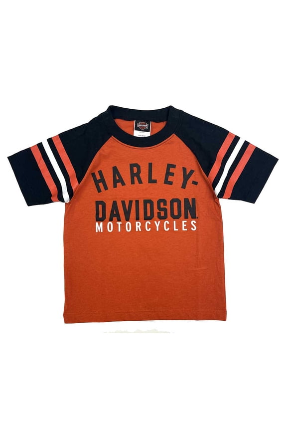 Big Boys' Knit Sports Raglan Short Sleeve Tee - Orange (12/14), Harley Davidson