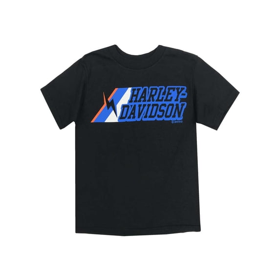 Harley-Davidson Big Boys' Lightening Bolt H-D Short Sleeve T-Shirt - Black (S), Harley Davidson
