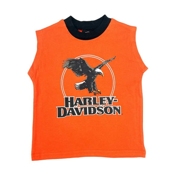 Harley-Davidson Big Boys' Soaring Eagle Sleeveless Muscle Tee - Orange (8/10), Harley Davidson