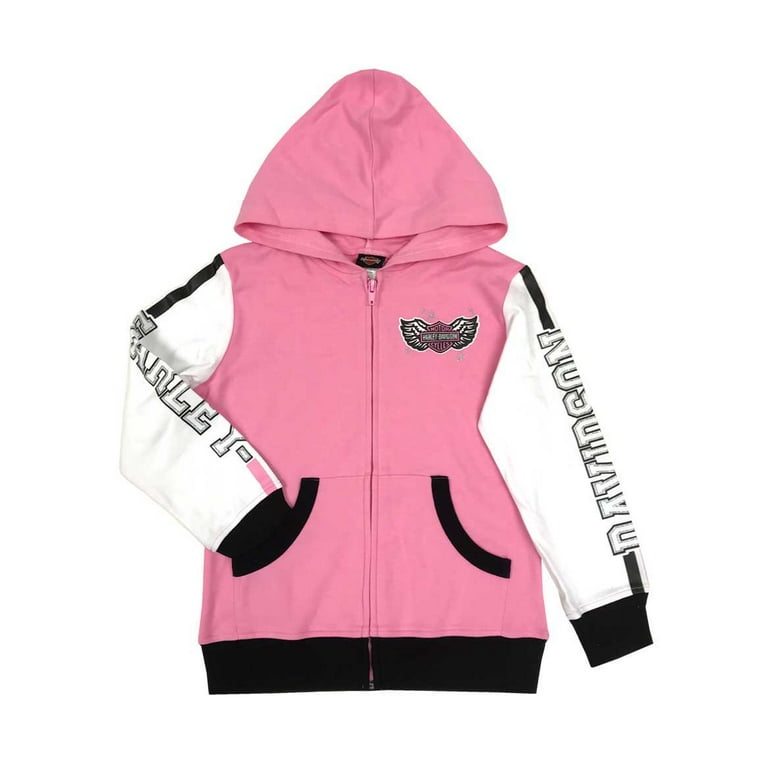 Harley Davidson Big Girls Colorblocked Knit Zippered Hoodie