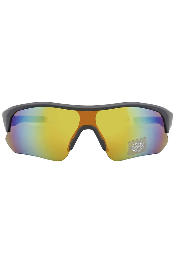 Men's Semi-Rimless Sunglasses, Matte Black w/ Mirror Lens, Harley Davidson