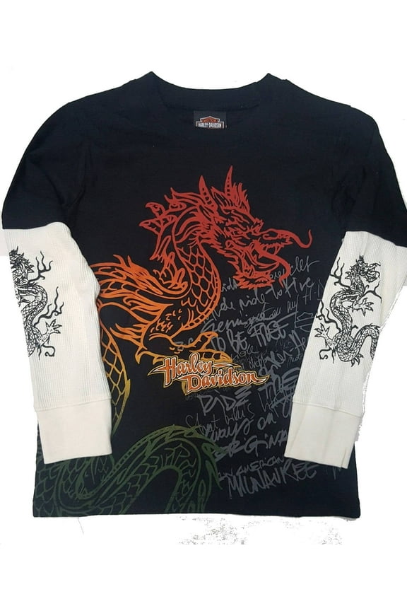 Boy's Streetwear Long Sleeve Solid Print T-Shirt, Size 12/14