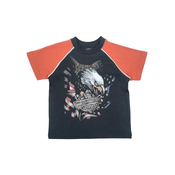 Harley-Davidson Boys' Eagle Knit Raglan Colorblock Short Sleeve T-Shirt (4/5), Harley Davidson