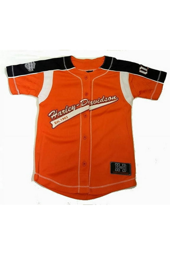 Boys Orange Logo Baseball Jersey Shirt Kids 12-14