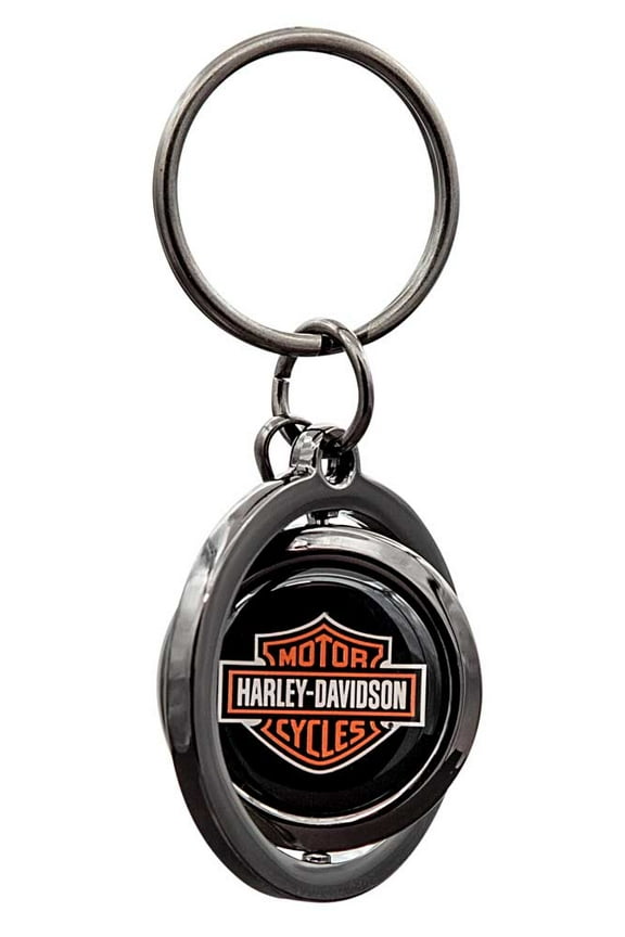 Classic Bar & Shield Logo Spinner Key Chain - Black/Orange, Harley Davidson