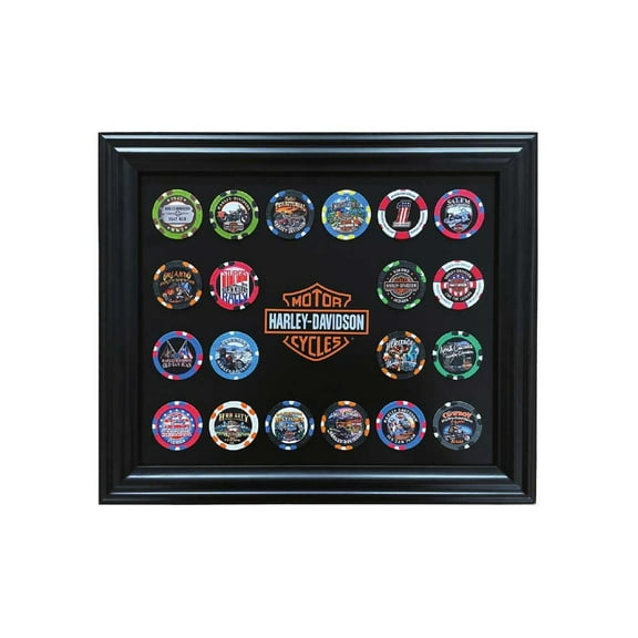 Harley-Davidson Classic Bar & Shield Magnetic Poker Chip Frame - Holds 20 Chips, Harley Davidson
