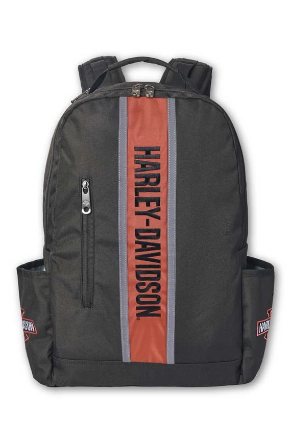 Classic Iconic H-D Sport Stripe Backpack, Rugged Polyester Black, Harley Davidson