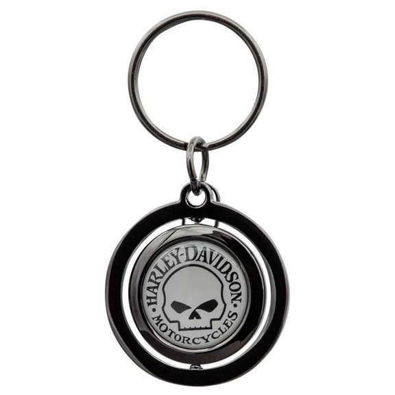 Harley-Davidson Classic Willie G Skull Logo Spinner Key Chain - Black/Gray, Harley Davidson