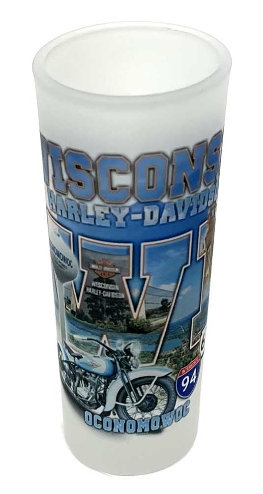 Harley-Davidson Custom Wisconsin Harley-Davidson Frosted Tall Shot Glass- 2.5oz., Harley Davidson