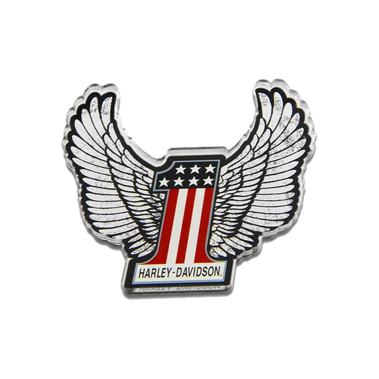 Harley-Davidson Cut-Out #1 RWB Winged Logo Hard Acrylic Magnet