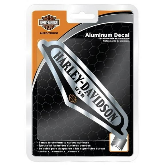 Harley-Davidson Debossed V-Tank Aluminum Decal - Silver & Black - 5 x 7 in., Harley Davidson