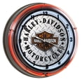 thumbnail image 1 of Harley-Davidson Diamond Plated Bar & Shield Neon Clock, Orange Neon HDL-16611, Harley Davidson, 1 of 3