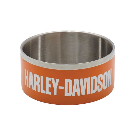 Harley-Davidson Double-Wall Stainless Steel Insulated Pet Bowl - Large - Orange, Harley Davidson