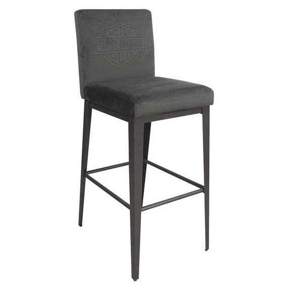 Harley-Davidson Embossed Bar & Shield Contemporary Faux Suede Bar Stool - Gray, Harley Davidson