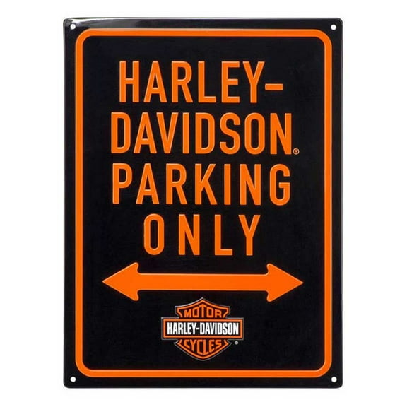 Harley-Davidson Embossed Parking Only B&S Logo Tin Sign - 12 x 15.75 inches, Harley Davidson