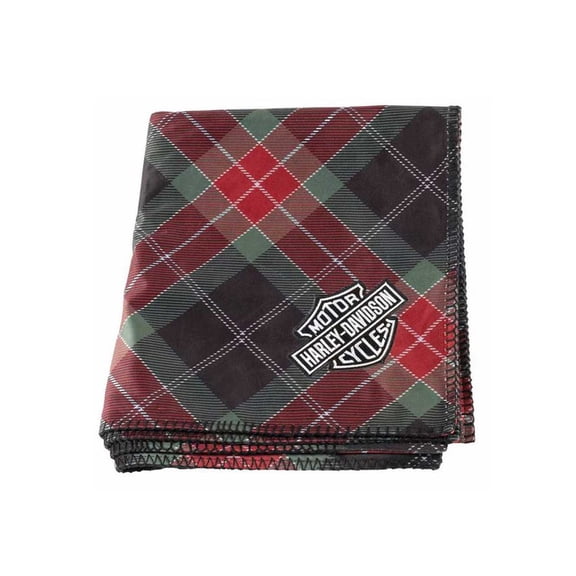 Harley-Davidson Embroidered Bar & Shield Logo Holiday Plaid Fleece Blanket, Harley Davidson