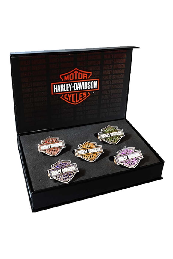 Enamel Bar & Shield Logo Collector Pin Set - Nickel Plated, Harley Davidson