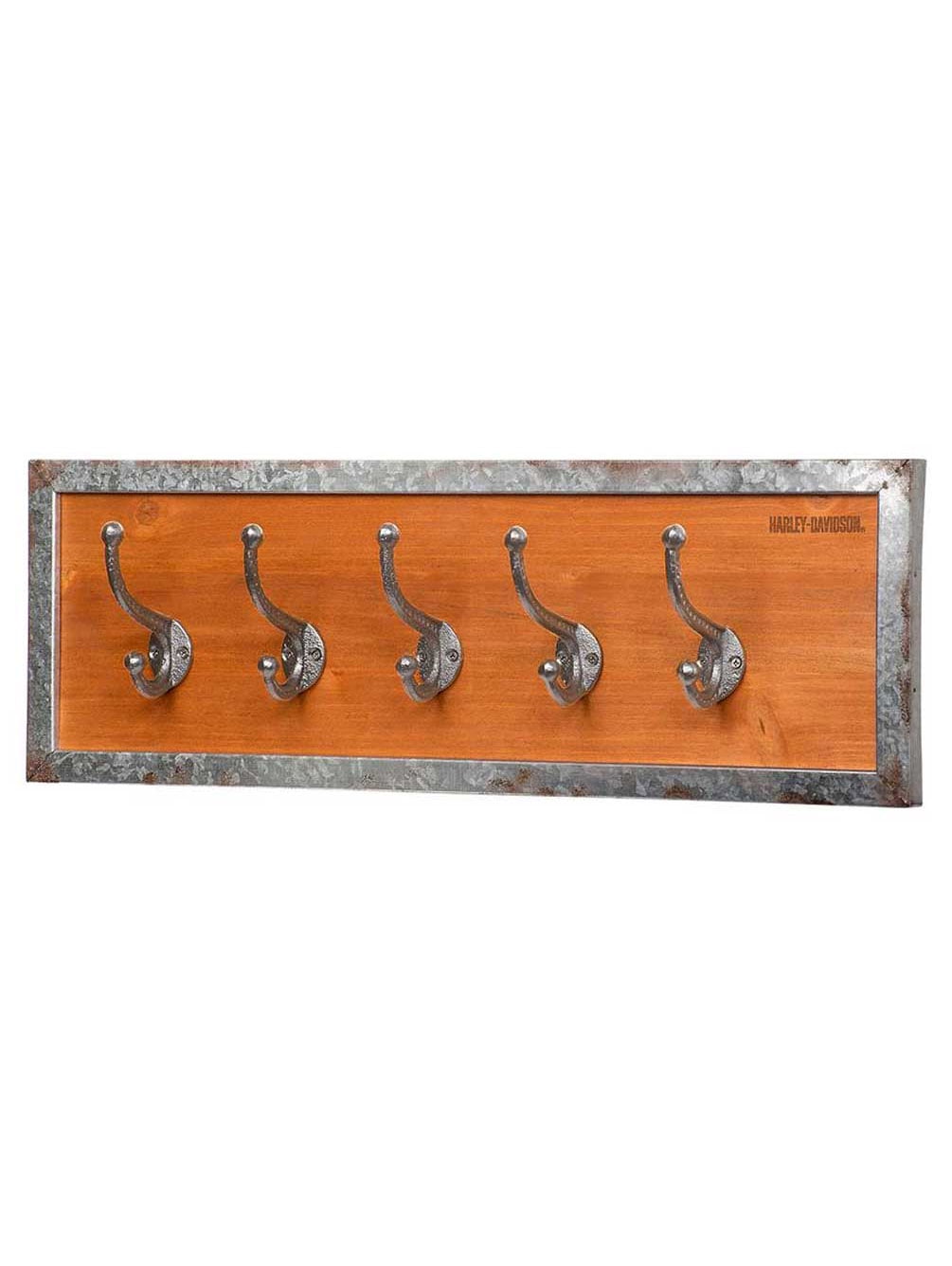 Harley Davidson Five Hook Solid Wooden Coat Rack w Galvanized Metal Frame Harley Davidson Walmart
