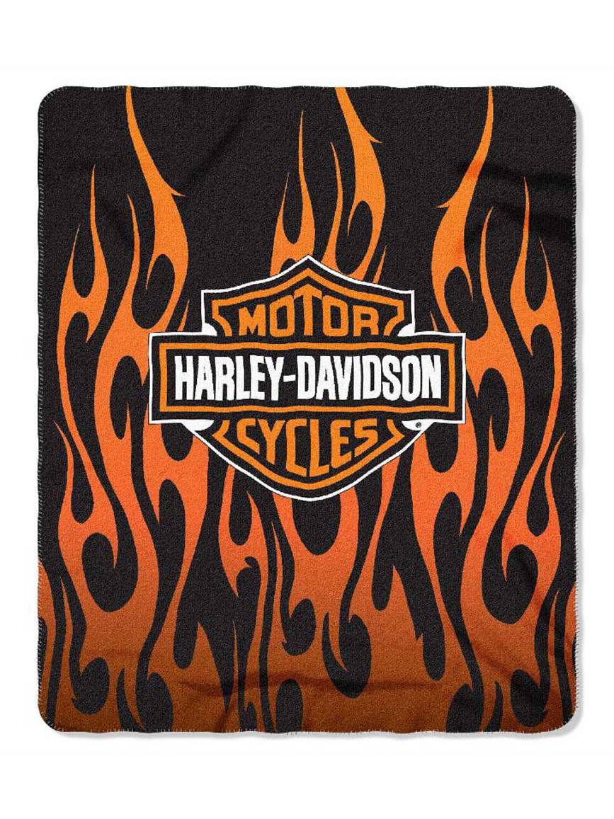 HarleyDavidson Flames Bar & Shield Fleece Throw Blanket, 50 x 60 inch
