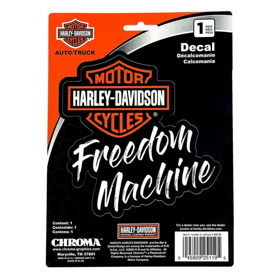 Harley-Davidson Freedom Machine Bar & Shield Logo Decal - Black - 6 x 8 in., Harley Davidson