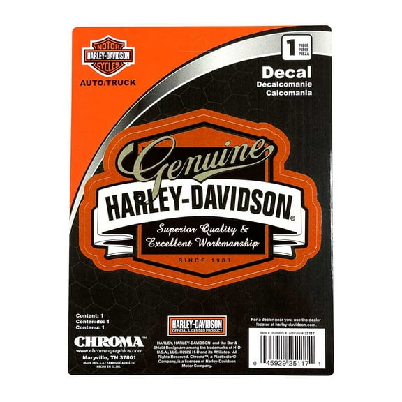 Harley-Davidson Genuine H-D Banner Decal - Black/Orange/Cream - 6 x 8 in., Harley Davidson