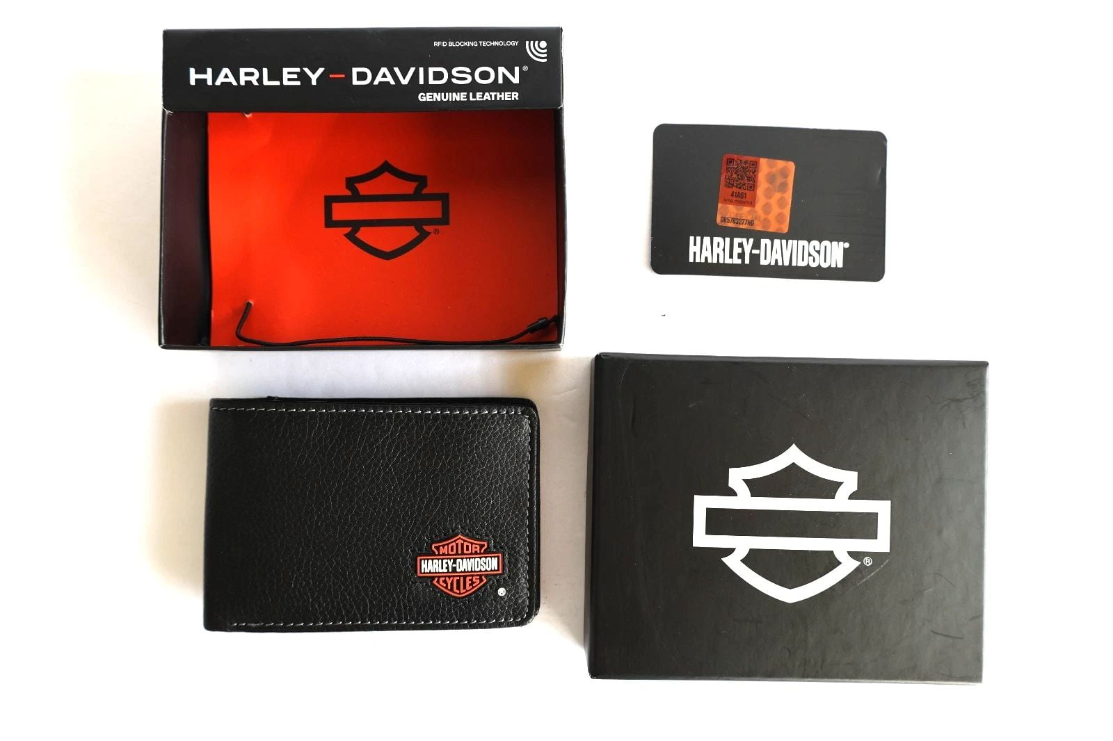 Harley Davidson Genuine Leather Bi Fold Wallet Compact Size In