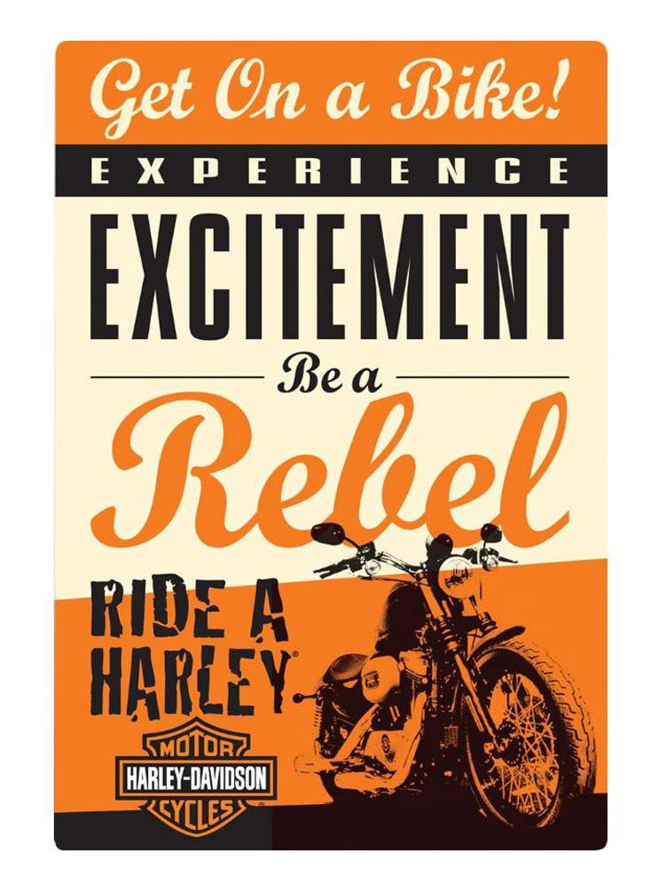 Harley-Davidson Get on a Bike Rebel Embossed Tin Sign, 10.5 x 15