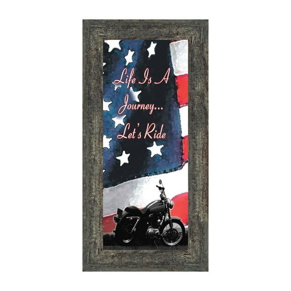 Harley Davidson Gifts for Men and Women, Patriotic Harley Accessories, Harley Davidson Wedding Gifts, American Flag for Harley Riders, "It's Not the Destination" Unique Motorcycle Wall Decor, 7851
