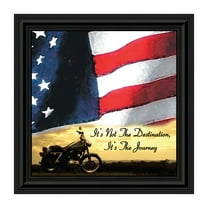 Harley Davidson Gifts for Men and Women, Patriotic Harley Accessories, Harley Davidson Wedding Gifts, Sunset American Flag for Harley Riders, "It's Not the Destination" Unique Motorcycle Decor, 8554